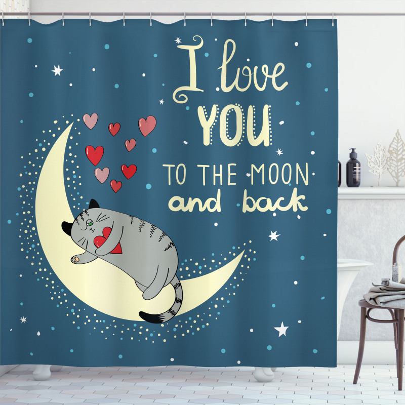 Sleepy Cat Hearts Shower Curtain