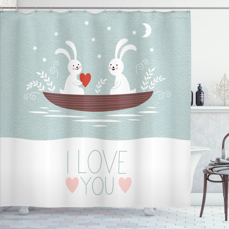 Rabbit Couple Sail Shower Curtain