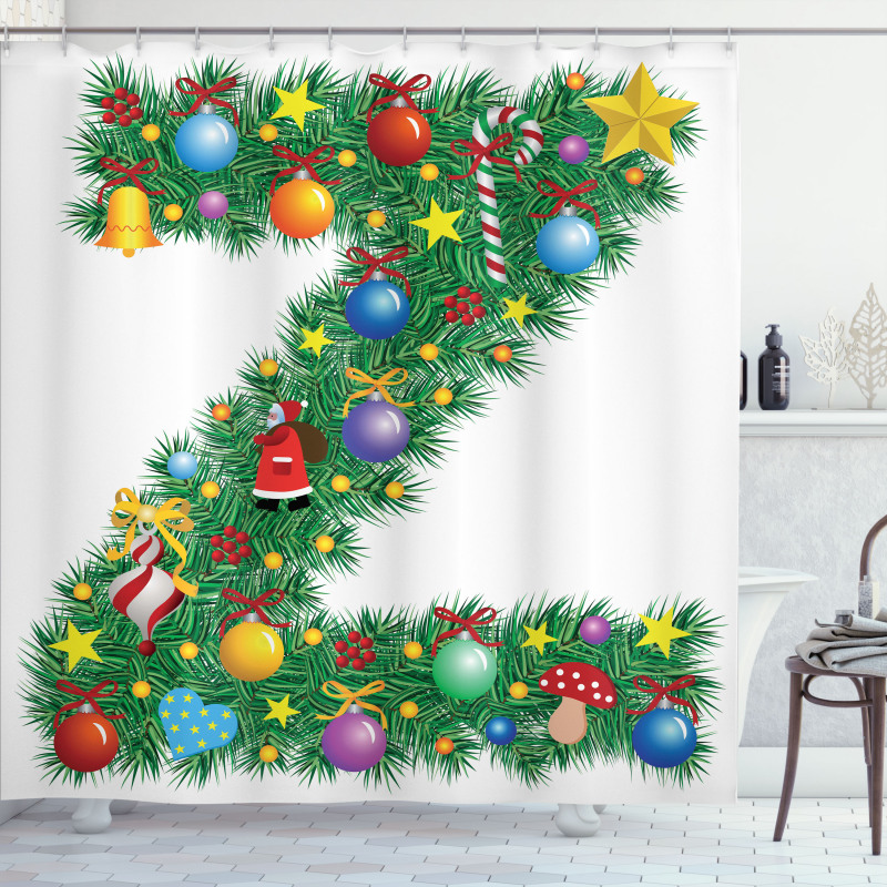Traditional Font Xmas Shower Curtain