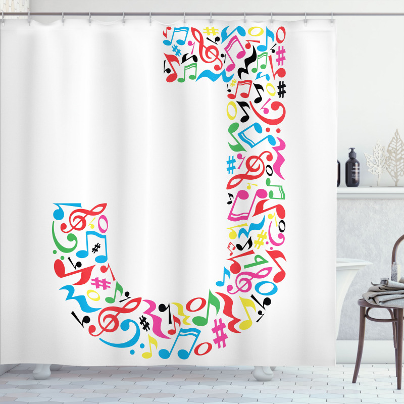 J Typography Shower Curtain