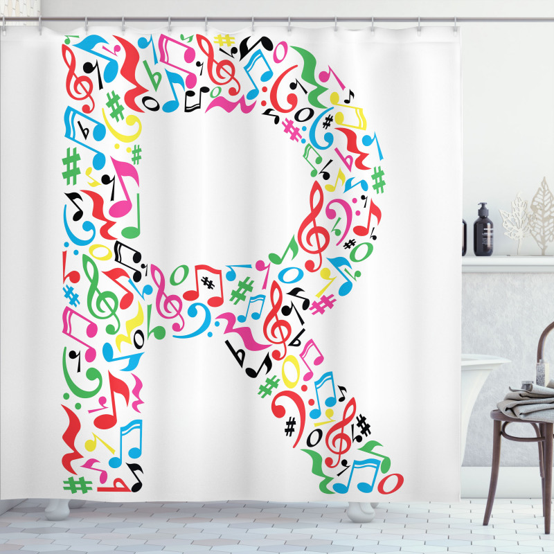 Cool and Musical Font Shower Curtain