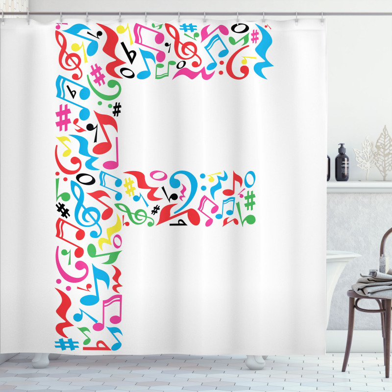 Music Notes Capital F Shower Curtain