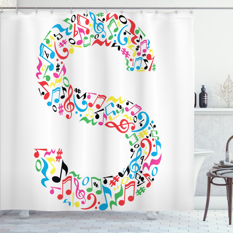 S with Musical Pattern Shower Curtain
