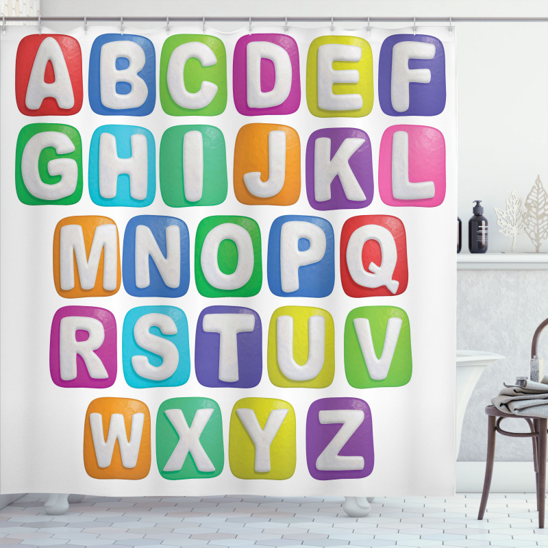 Colorful Alphabet Set Shower Curtain