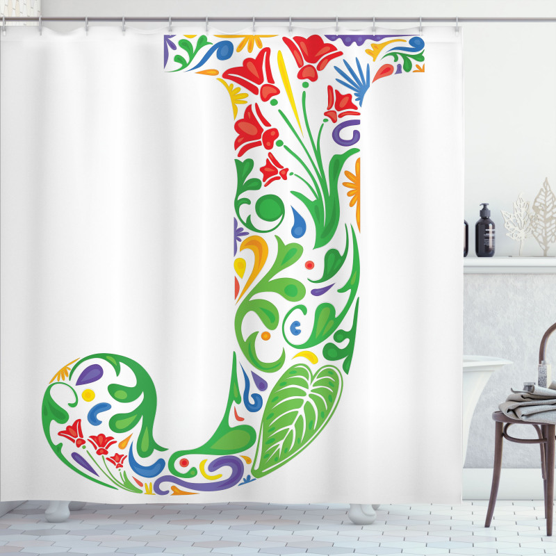 Initials Tropic Flower Shower Curtain