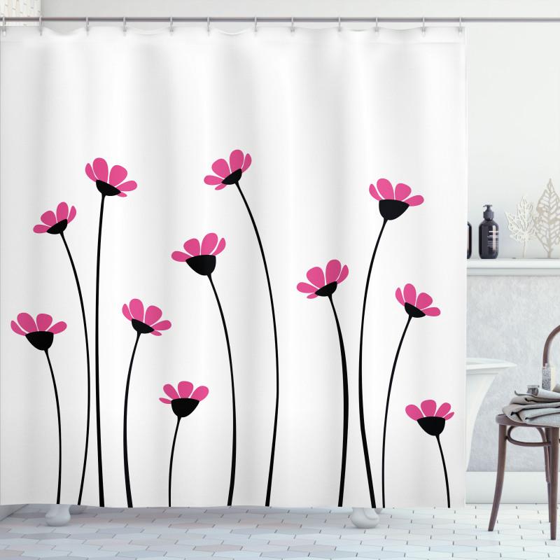 Pink Daisy Blossoms Shower Curtain
