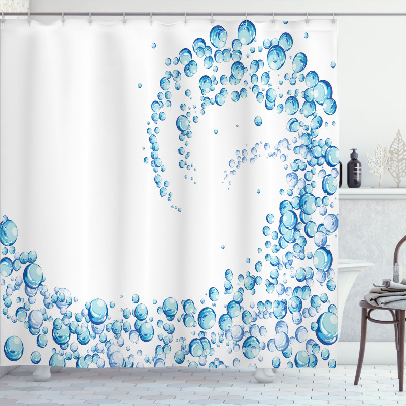 Water Droplets Bubbles Shower Curtain