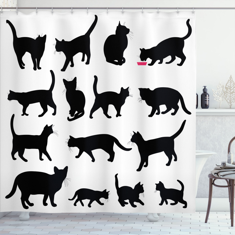 Black Kittens Pets Paws Shower Curtain