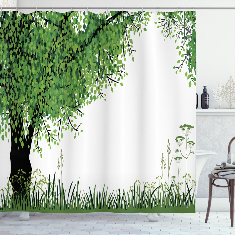 Tree Grass Summer Shower Curtain