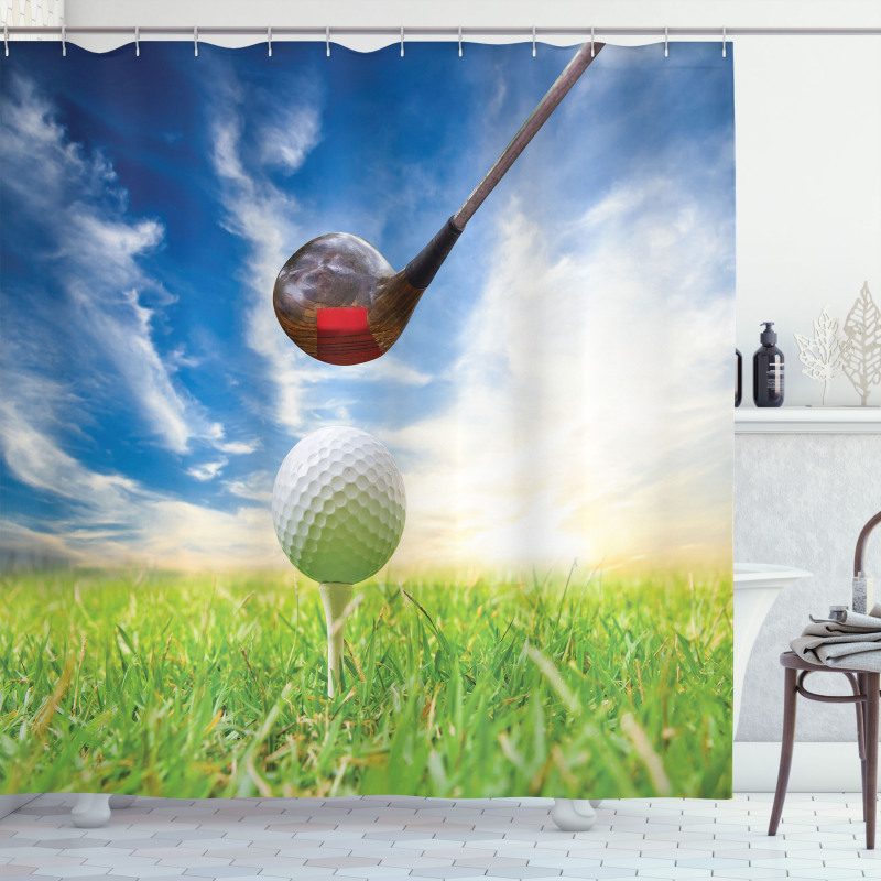 Golf Club and Ball Shower Curtain