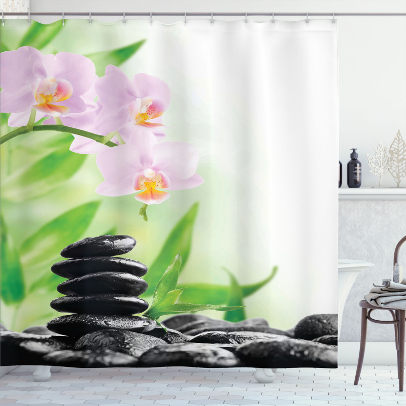 Basalt Stones Orchid Shower Curtain