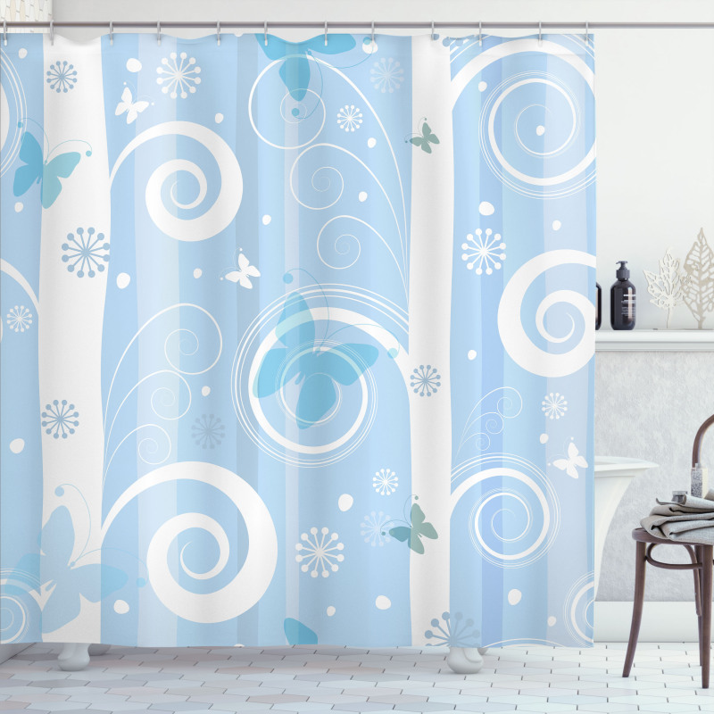 Snowflakes Butterfly Shower Curtain