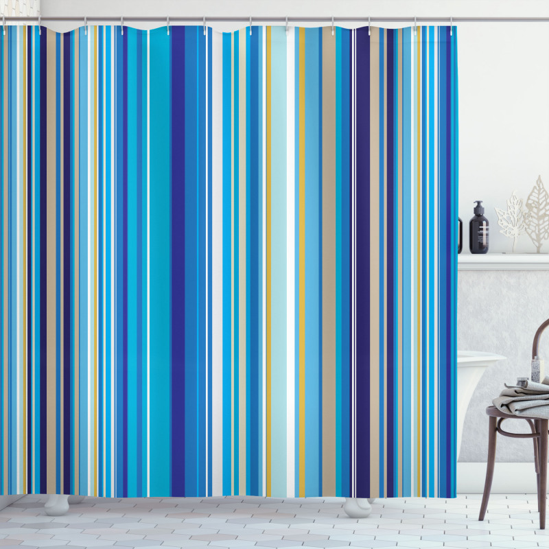 Vertical Stripes Retro Art Shower Curtain