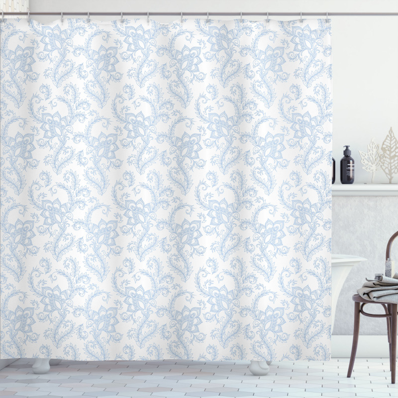 Floral Pattern Leaf Stalk Shower Curtain