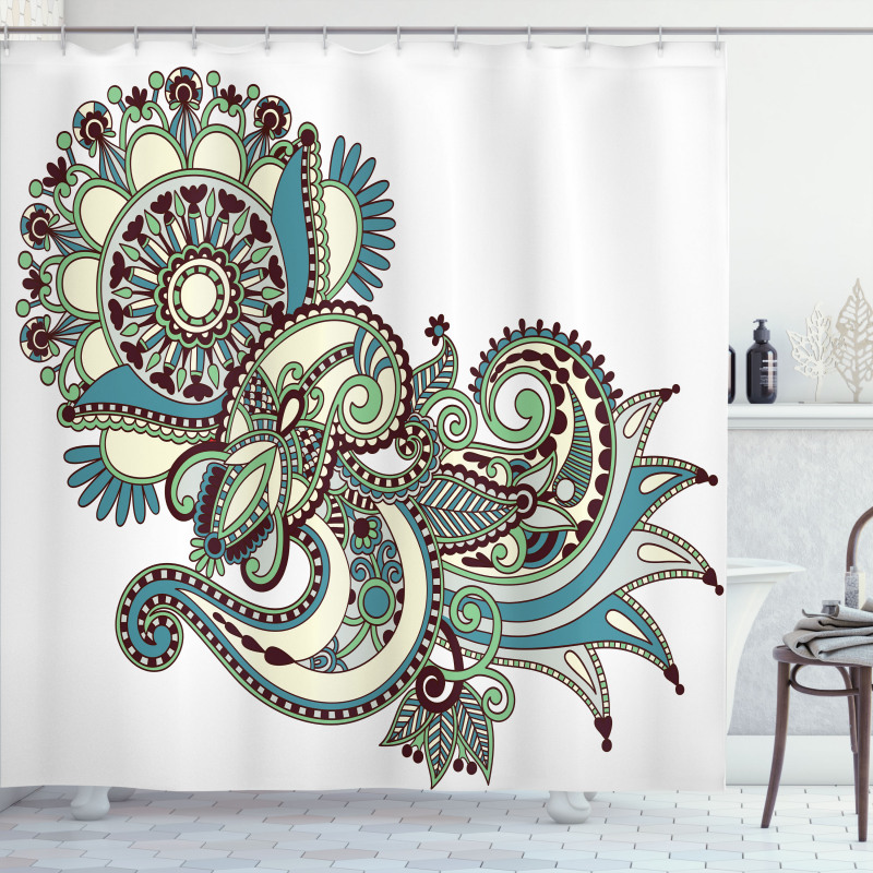 Traditional Ornate Flower Shower Curtain