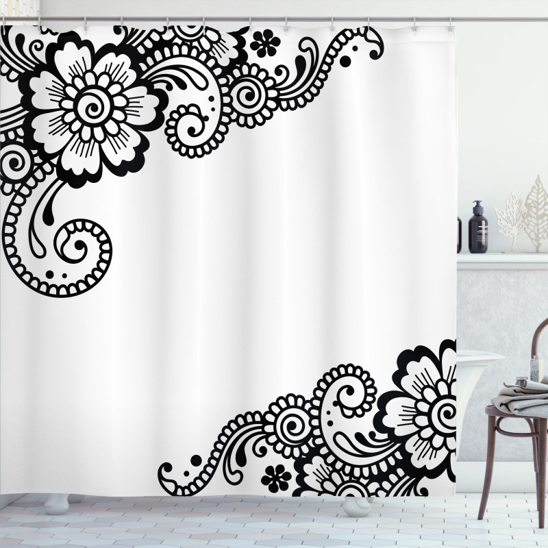 Floral Oriental Art Ornament Shower Curtain