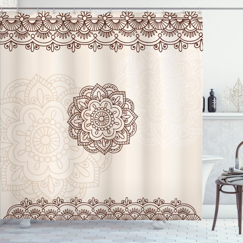 Geometrical Swirls Lines Shower Curtain