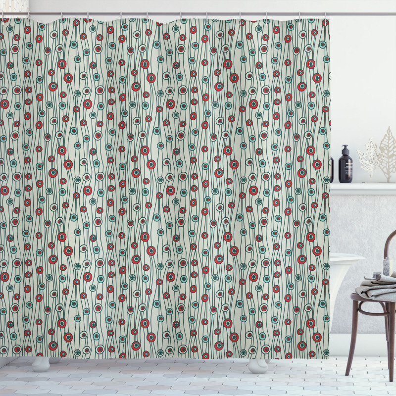 Thin Lines with Dots Shower Curtain