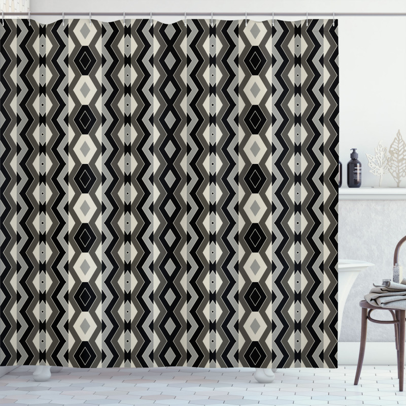 Chevron Zigzags Boho Shower Curtain