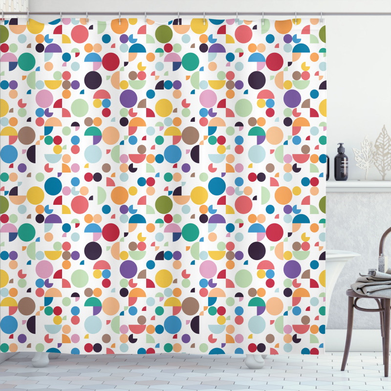 Retro Oval Shapes Shower Curtain