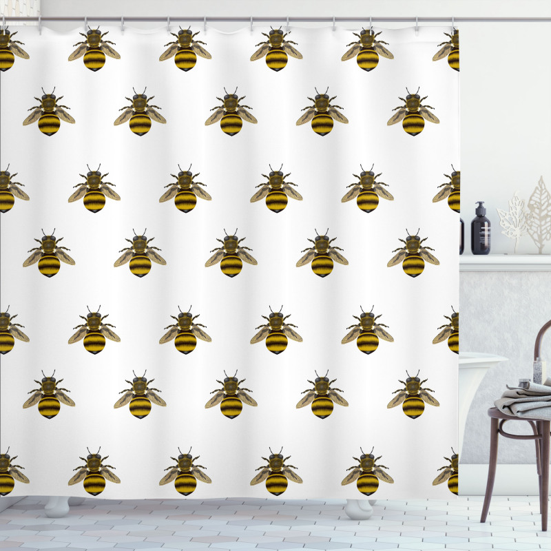 Honey Maker Insect Pattern Shower Curtain
