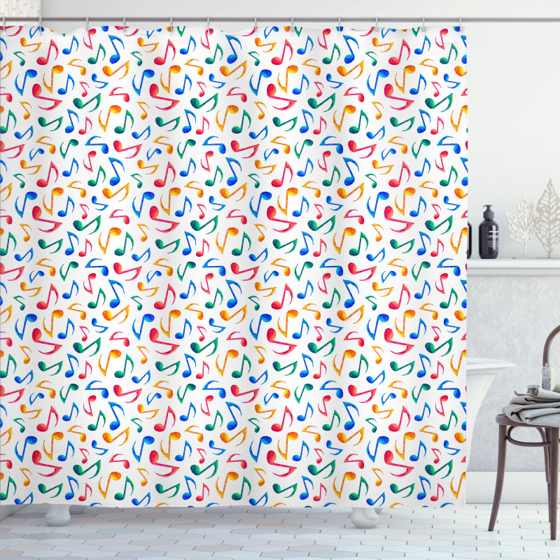 Notes Watercolor Shower Curtain