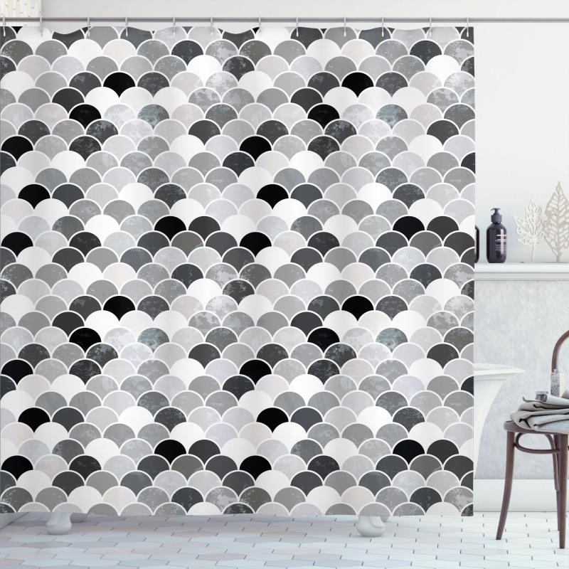 Squama Motif and Scales Shower Curtain
