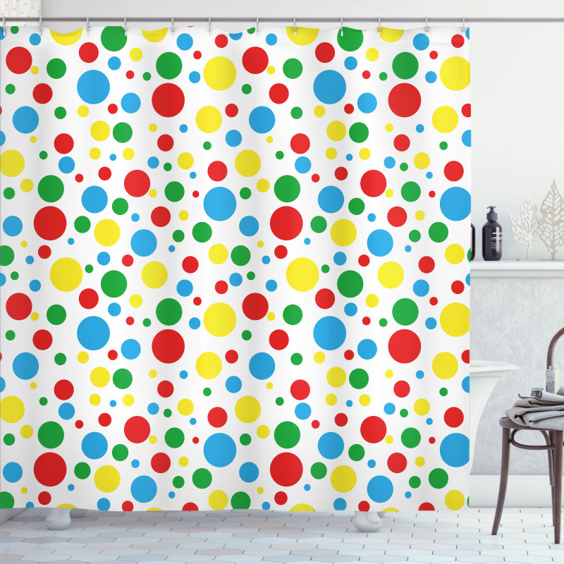Multicolored Polka Dots Shower Curtain