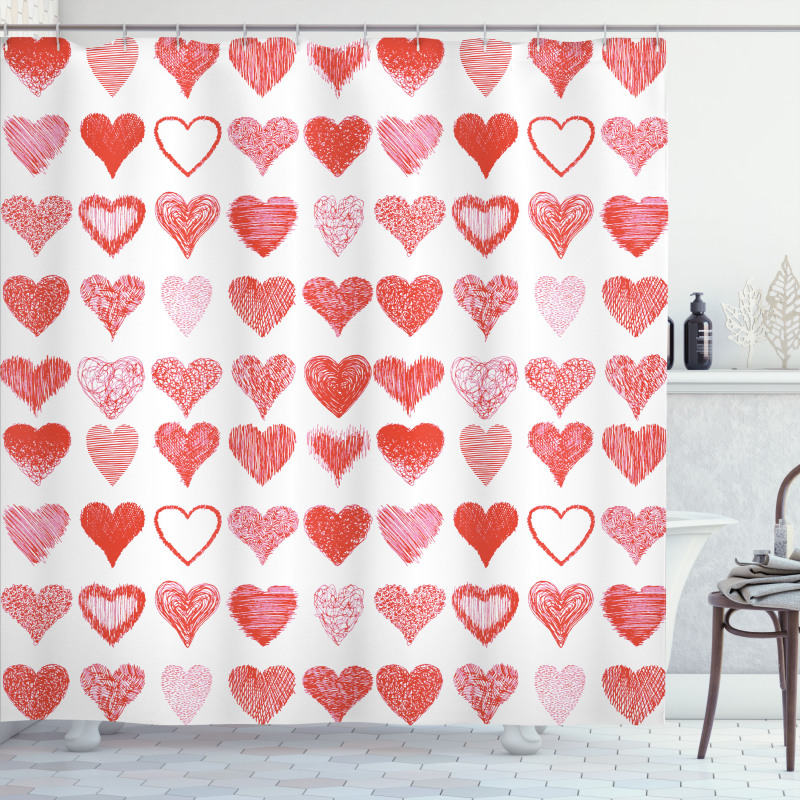 Romantic Hearts Shower Curtain