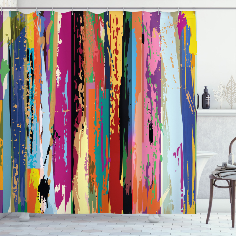 Vibrant Rainbow Design Shower Curtain