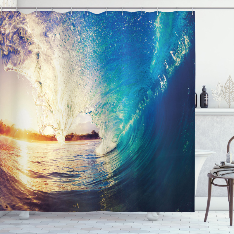 Sunrise on Waves Sports Shower Curtain