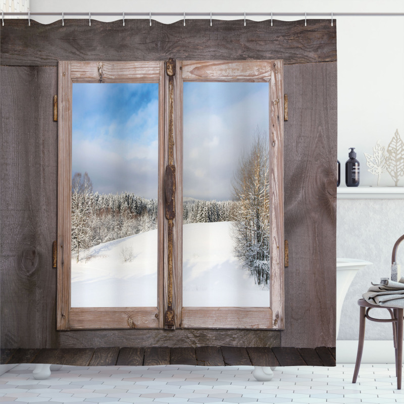 Winter Season Scene Shower Curtain