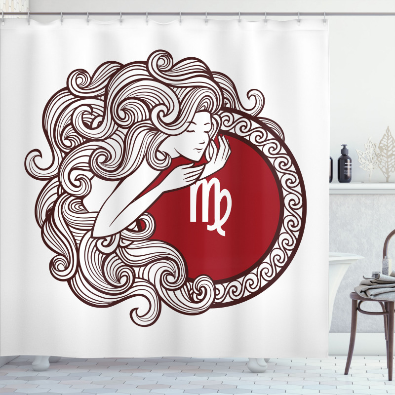 Long Haired Girl Zodiac Shower Curtain