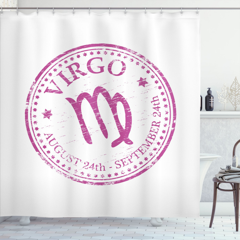 Pink Colored Horoscope Shower Curtain