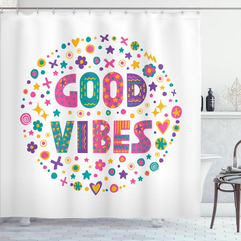 Word Art Positive Shower Curtain
