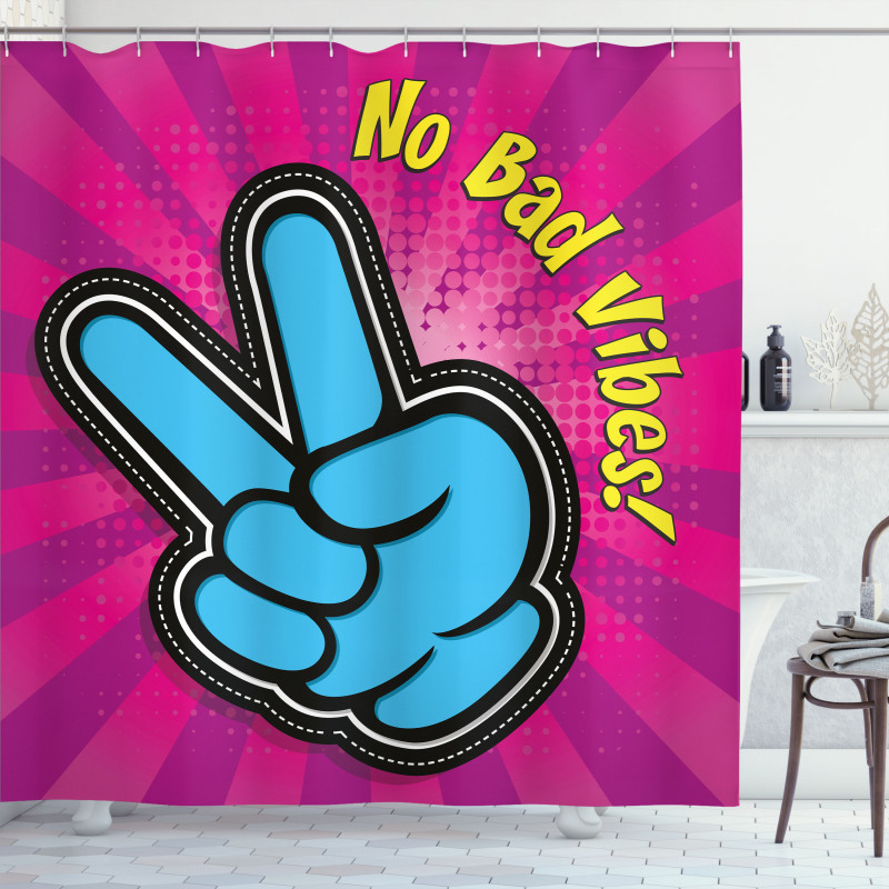 No Bad Vibes Vintage Shower Curtain