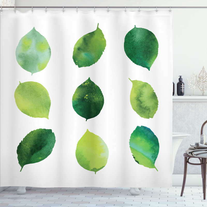 Watercolor Fresh Foliage Shower Curtain