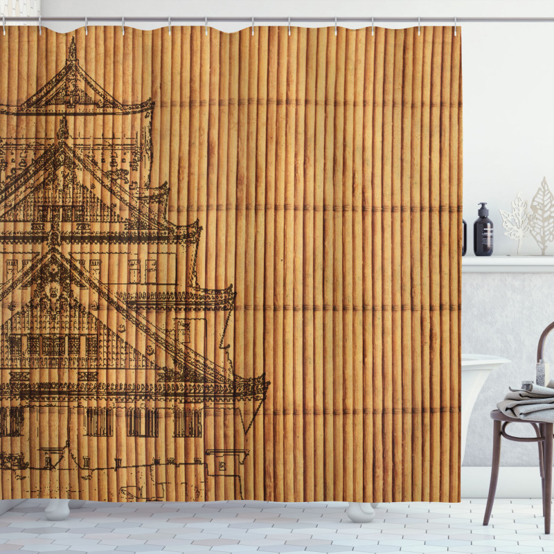Building on Bamboo Pipes Shower Curtain