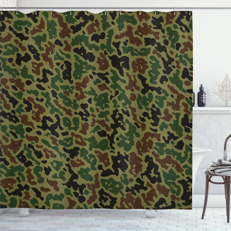 Green Forest Motif Shower Curtain