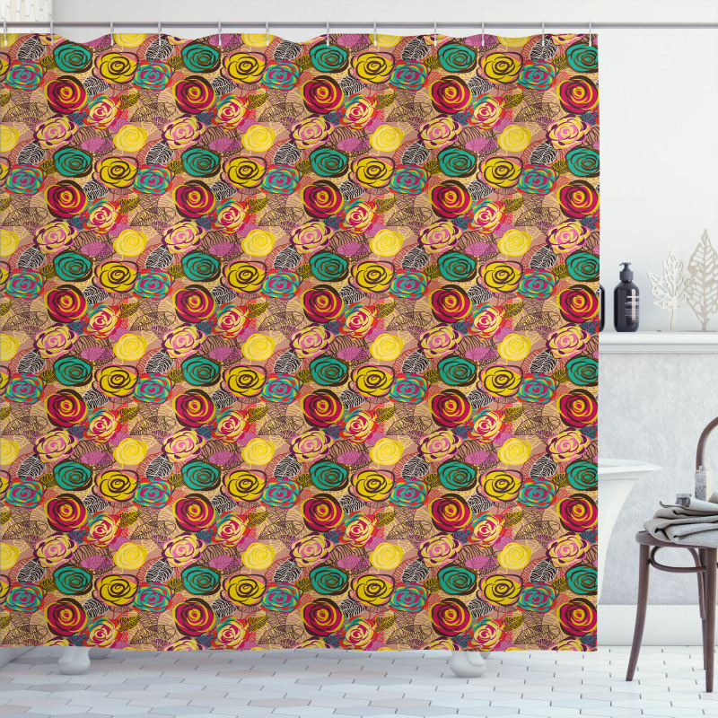 Colorful Rose Blossoms Shower Curtain