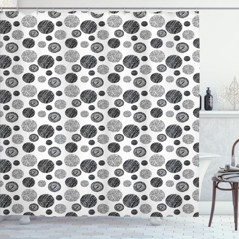 Circular Doodles Dots Shower Curtain