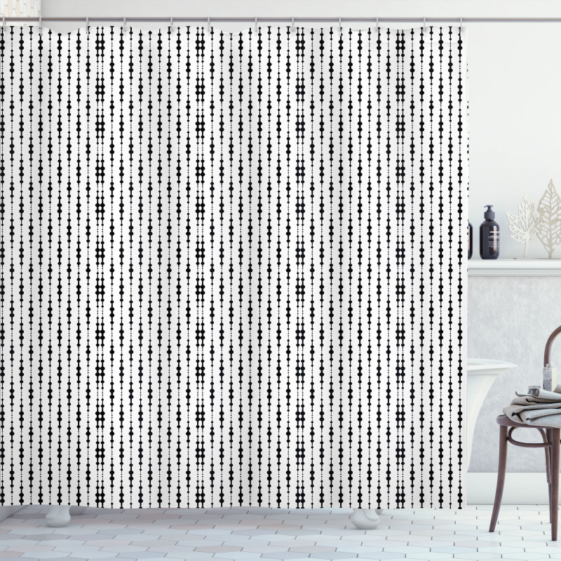 Monochrome Lines Dots Shower Curtain
