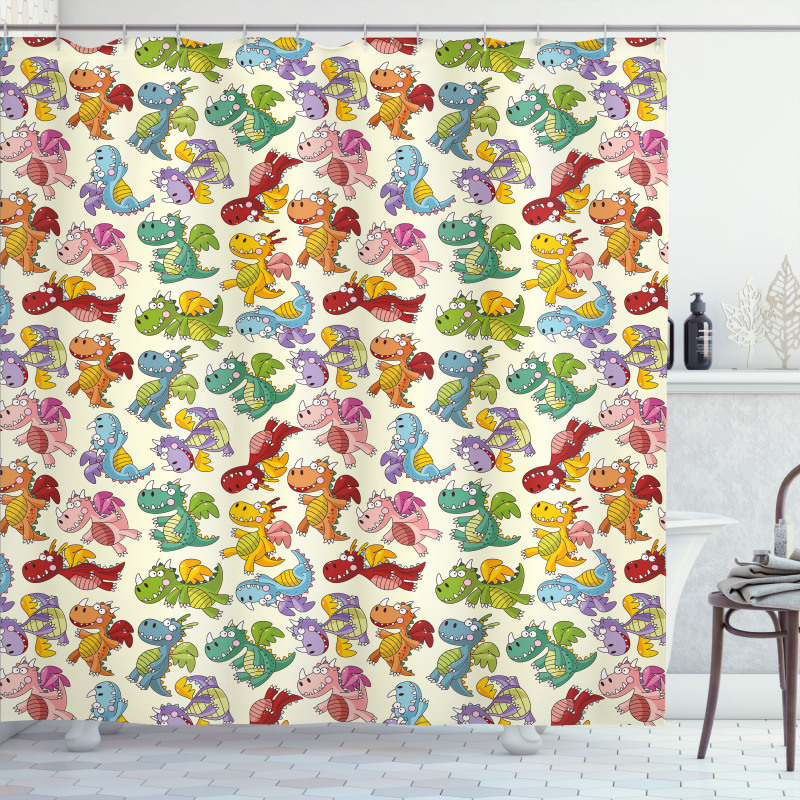 Silly Fairy Fire Dragons Shower Curtain