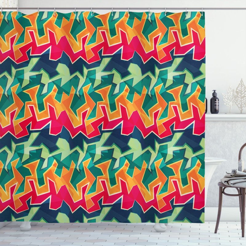 Crazy Funky Graffiti Shower Curtain