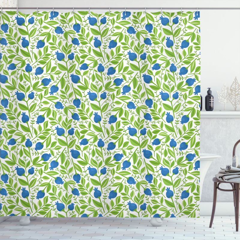 Flowering Blueberry Leaf Shower Curtain