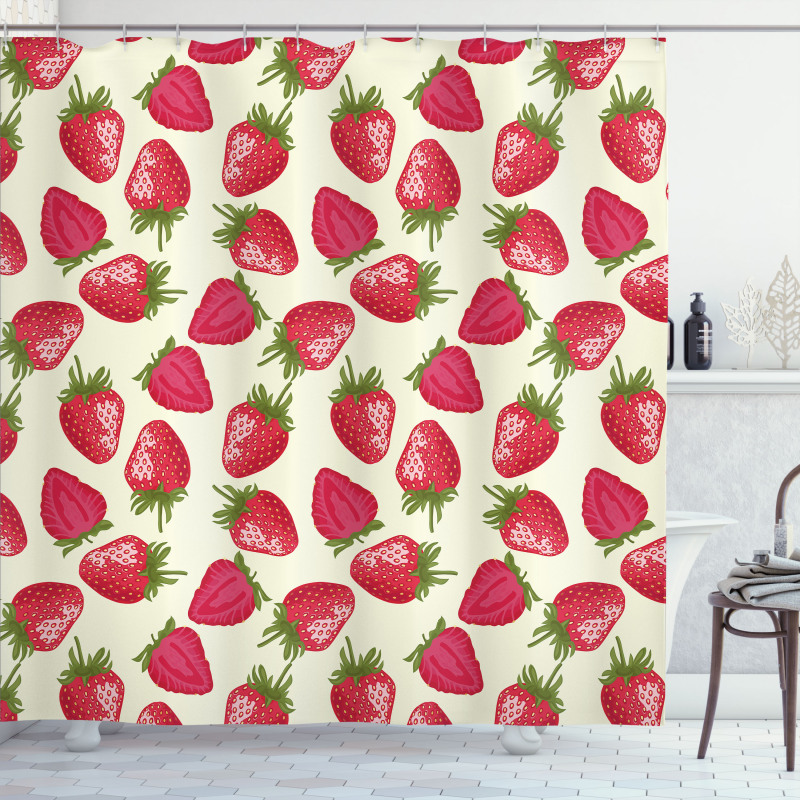 Strawberries Vivid Food Shower Curtain