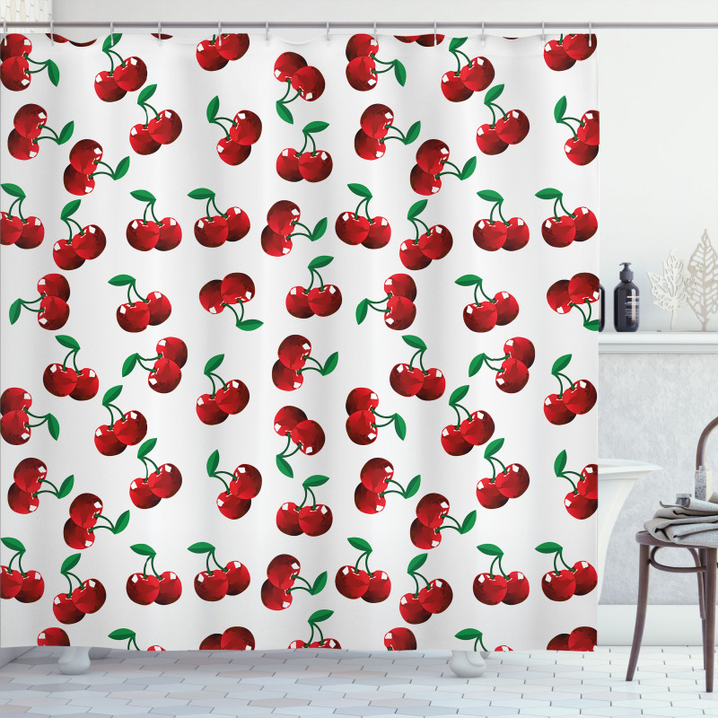 Vibrant Cherries Summer Shower Curtain