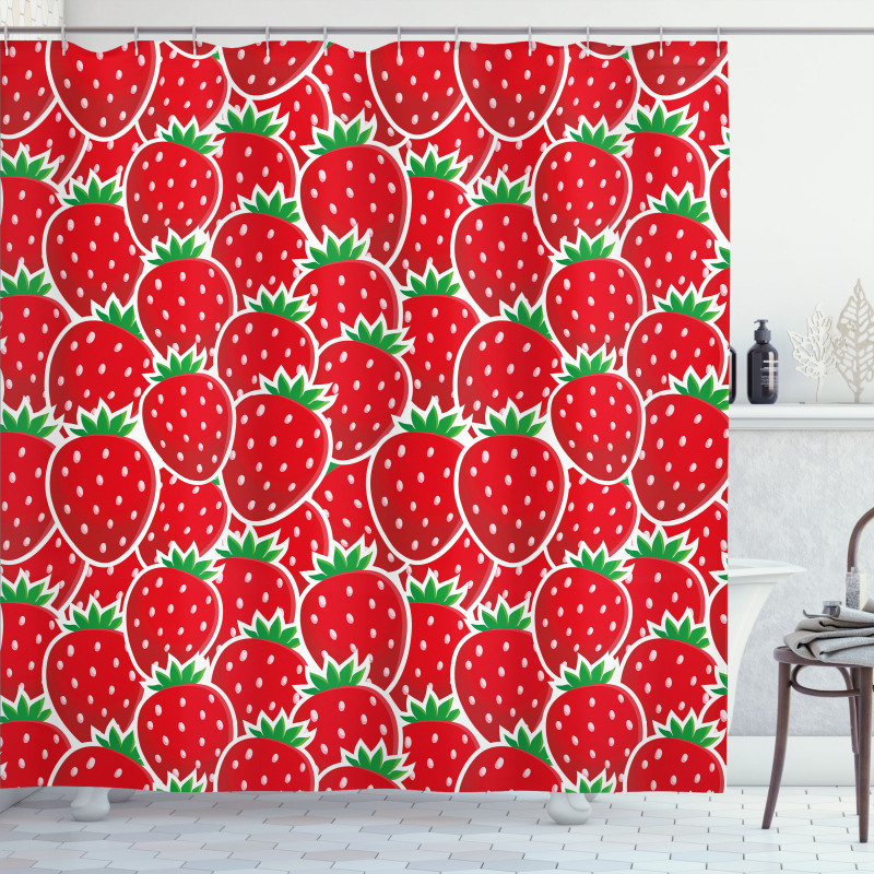 Yummy Strawberry Botany Shower Curtain