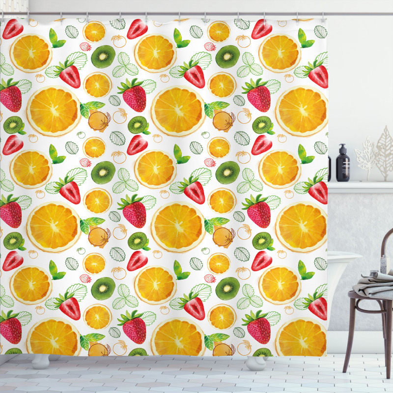Fresh Citrus Kiwi Lemon Shower Curtain