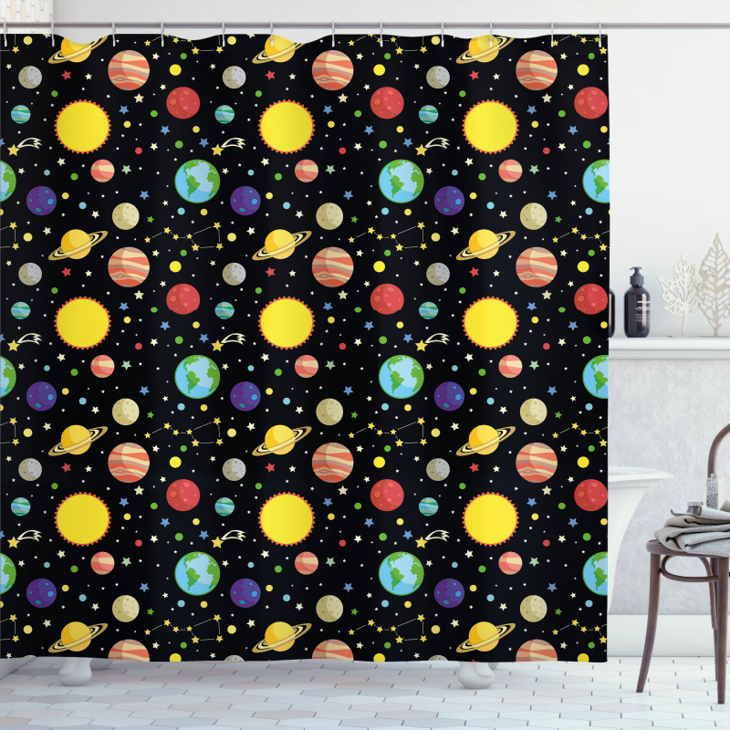 Sun Earth Constellations Shower Curtain